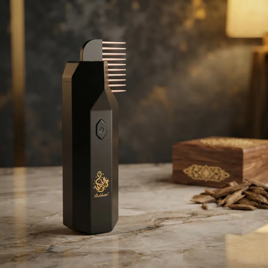 نتيجة حقيقية من أداة الصور في Voice213: مبخرة سوداء بشعار ذهبي